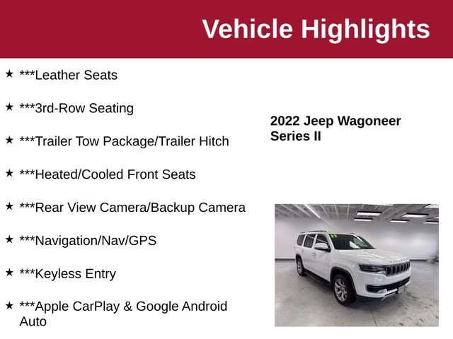 2022 Bright White Clearcoat Jeep Wagoneer Series II 4X4 SUV