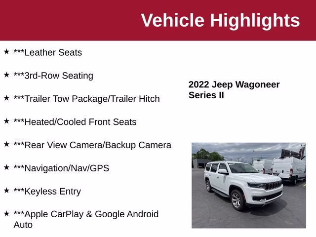 2022 Bright White Clearcoat Jeep Wagoneer Series II 4X4 SUV