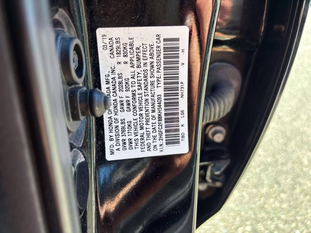 2019 Black Honda Civic Sport FWD Sedan