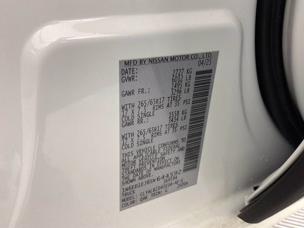 2025 Glacier White Nissan Frontier SV RWD Truck