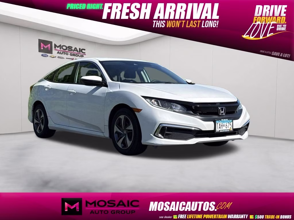 2019 White Orchid Pearl Honda Civic LX FWD Sedan