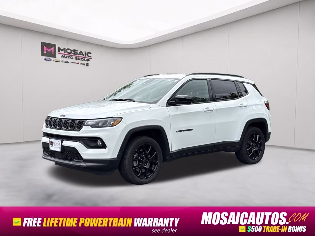 2025 Bright White Clearcoat Jeep Compass Latitude 4X4 SUV
