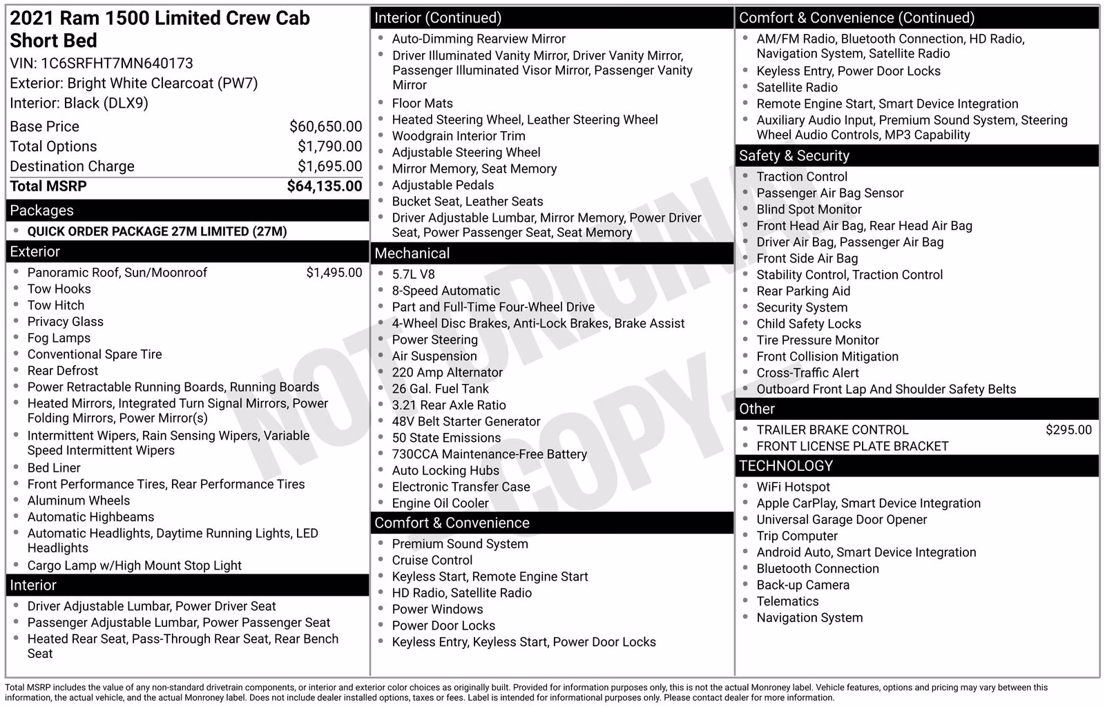 2021 Bright White Clearcoat Ram 1500 Limited 4X4 Truck