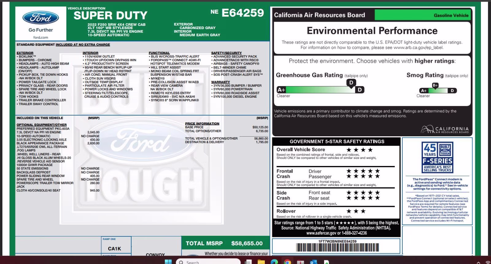 2022 Carbonized Gray Ford Super Duty F-250 SRW XLT 4X4 Truck