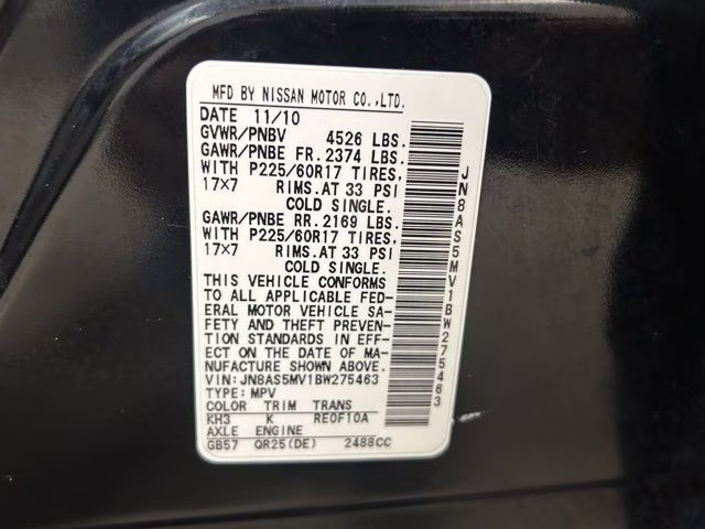 2011 Super Black Nissan Rogue SV AWD SUV