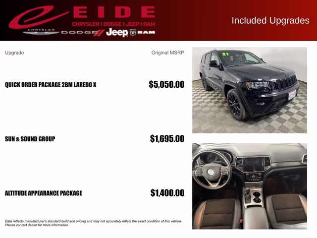 2021 Diamond Black Crystal Pearlcoat Jeep Grand Cherokee Laredo X 4X4 SUV