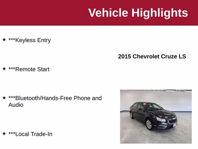 2015 Blue Ray Metallic Chevrolet Cruze LS FWD Sedan
