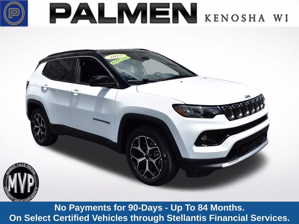 2025 Bright White Clearcoat Jeep Compass Limited 4X4 SUV
