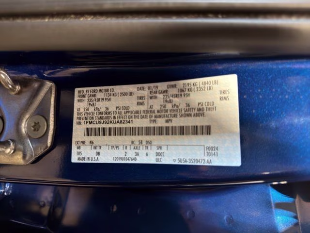 2019 Lightning Blue Metallic Ford Escape Titanium 4X4 SUV