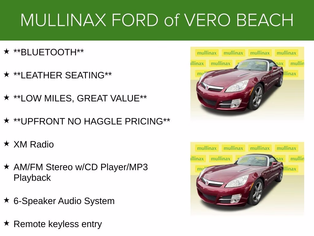 2009 Ruby Red Saturn Sky Base RWD Convertible