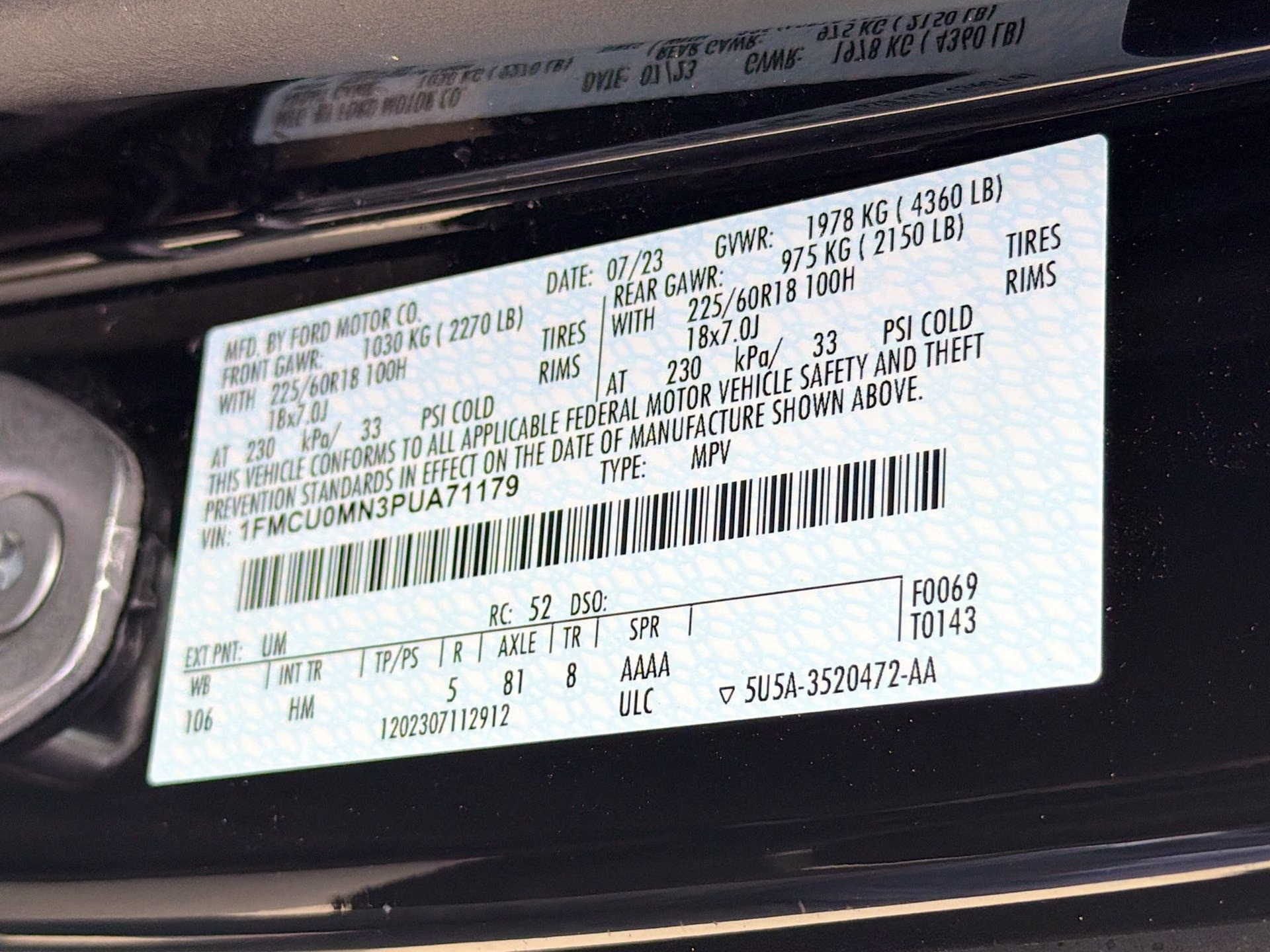 2023 Agate Black Metallic Ford Escape ST-Line FWD SUV