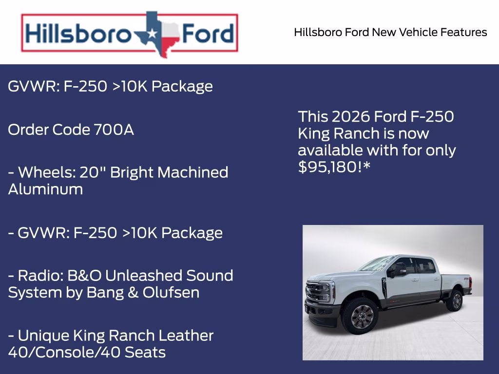 2026 Star White Metallic Tri-Coat Ford Super Duty F-250 SRW King Ranch 4X4 Truck