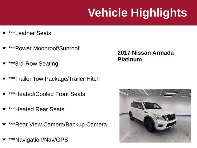 2017 Pearl White Nissan Armada Platinum 4X4 SUV