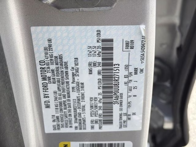 2018 Ingot Silver Ford Fusion Hybrid S FWD Sedan