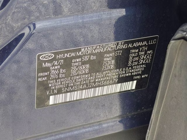 2021 Stormy Sea Hyundai Santa Fe SE FWD SUV