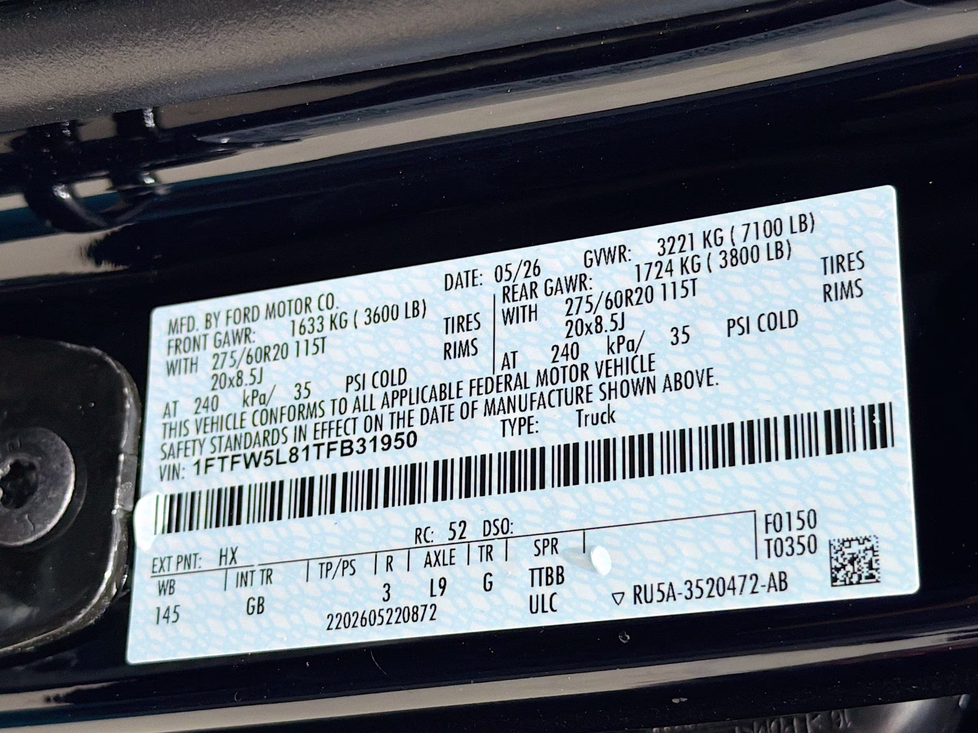 2026 Antimatter Blue Metallic Ford F-150 Lariat 4X4 Truck