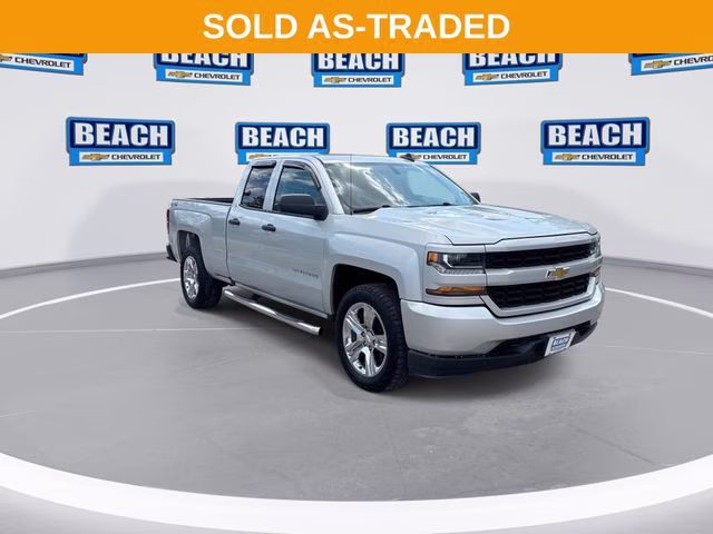 2018 Silver Ice Metallic Chevrolet Silverado 1500 Custom 4X4 Truck