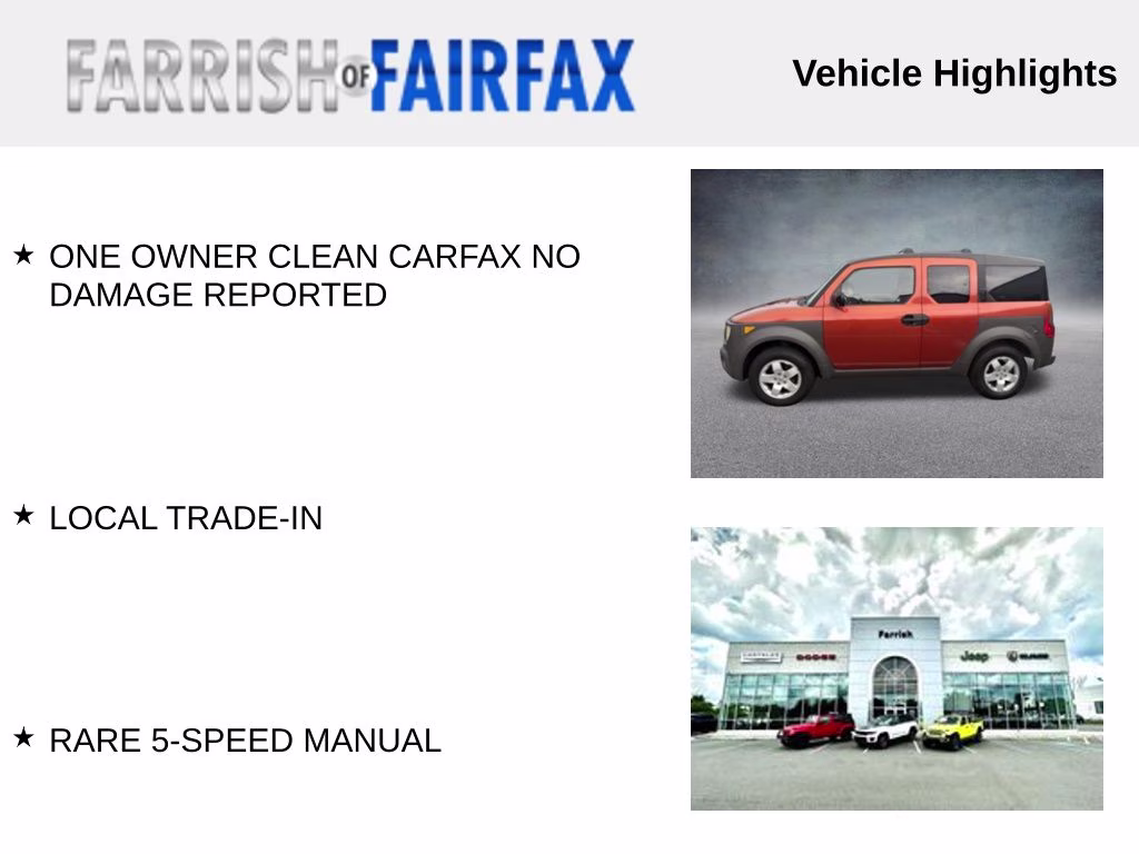 2004 Sunset Orange Pearl Honda Element EX 4X4 SUV