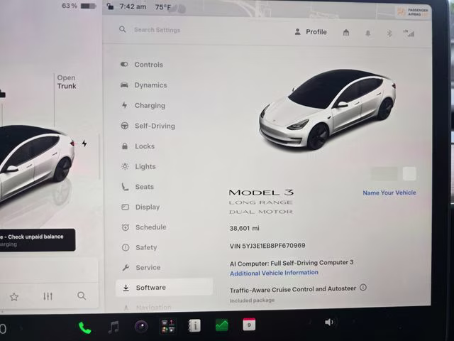 2023 White Tesla Model 3 Long Range AWD Sedan