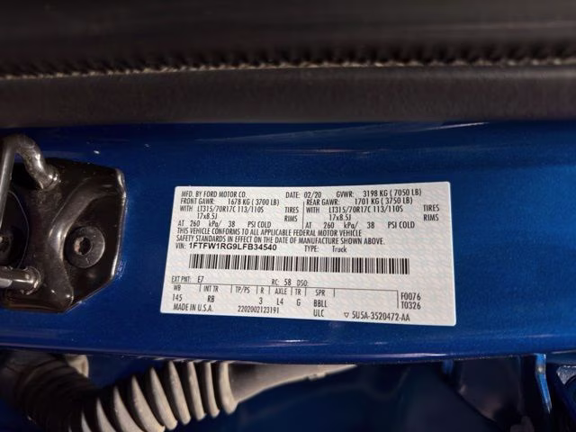 2020 Blue Metallic Ford F-150 Raptor 4X4 Truck