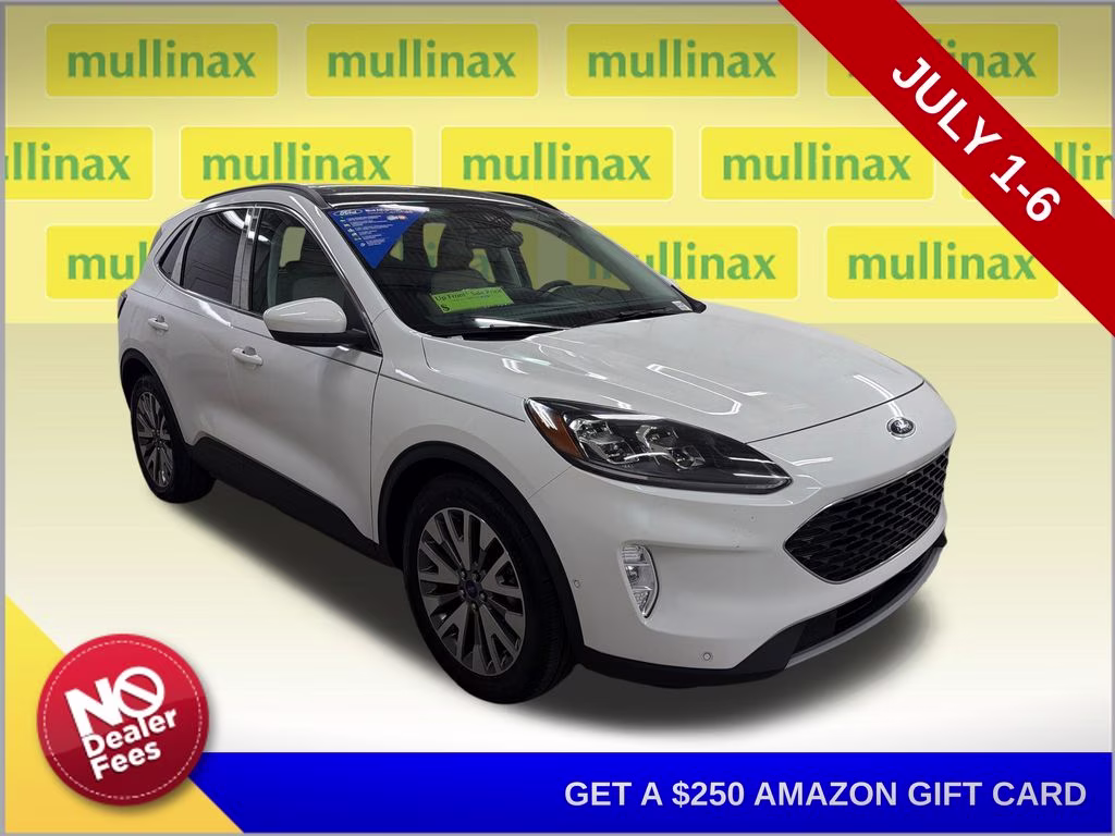 2021 Star White Metallic Tri-Coat Ford Escape Hybrid Titanium FWD SUV