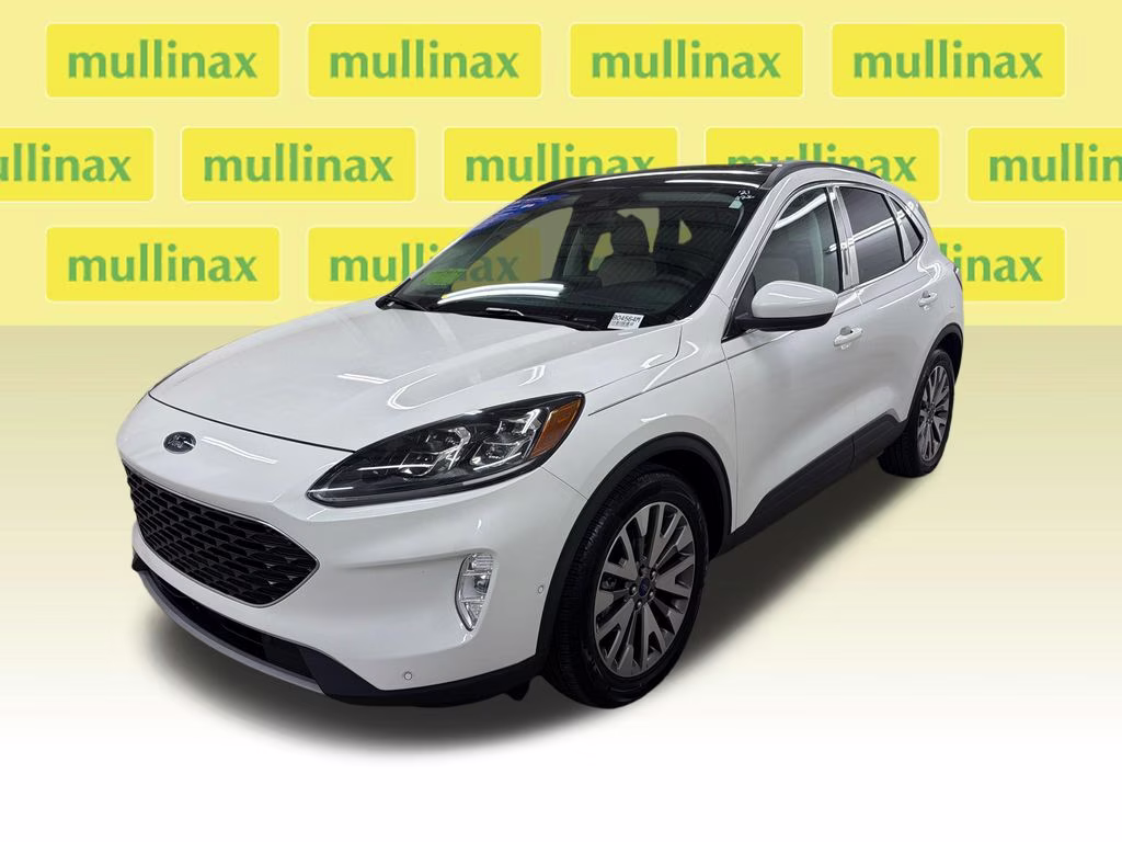 2021 Star White Metallic Tri-Coat Ford Escape Hybrid Titanium FWD SUV
