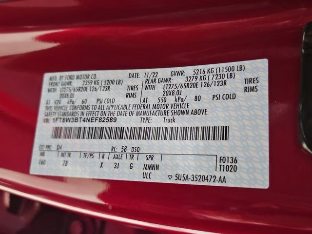 2022 Rapid Red Metallic Tinted Clearcoat Ford Super Duty F-350 SRW Platinum 4X4 Truck