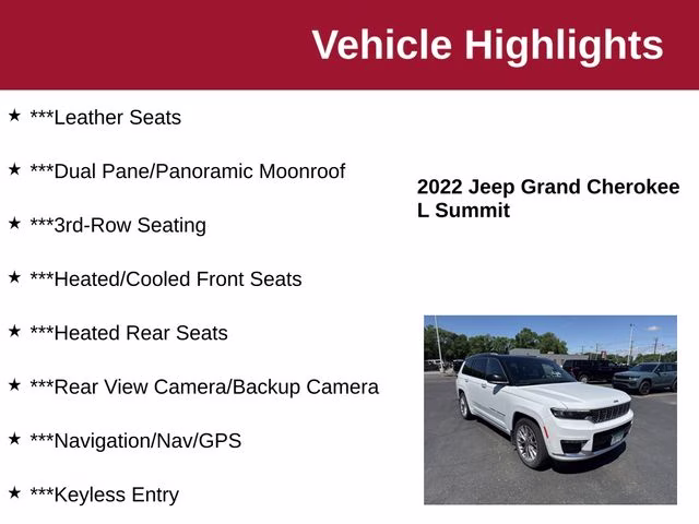 2022 Bright White Clearcoat Jeep Grand Cherokee L Summit 4X4 SUV