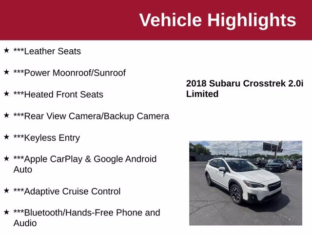 2018 Crystal White Pearl Subaru Crosstrek 2.0i Limited AWD SUV