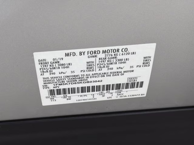 2019 Ingot Silver Ford Explorer XLT FWD SUV