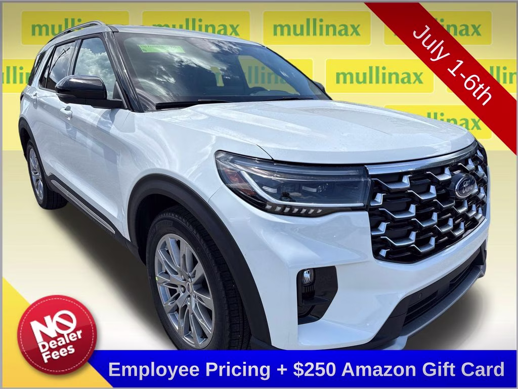 2026 Star White Metallic Tri-Coat Ford Explorer Platinum RWD SUV