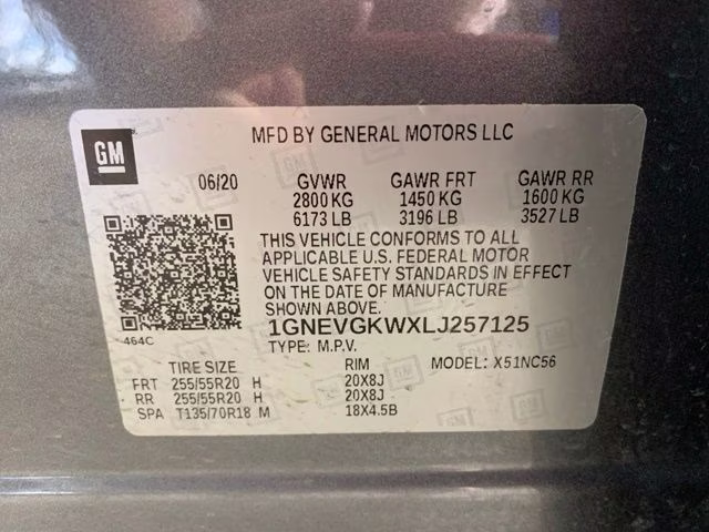 2020 Satin Steel Metallic Chevrolet Traverse LT AWD SUV