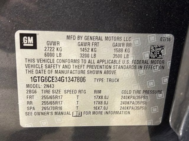 2016 Cyber Gray Metallic GMC Canyon SLE1 4X4 Truck