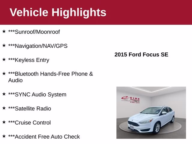 2015 Oxford White Ford Focus SE FWD Sedan
