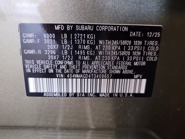 2026 Autumn Green Metallic Subaru Ascent Limited AWD SUV