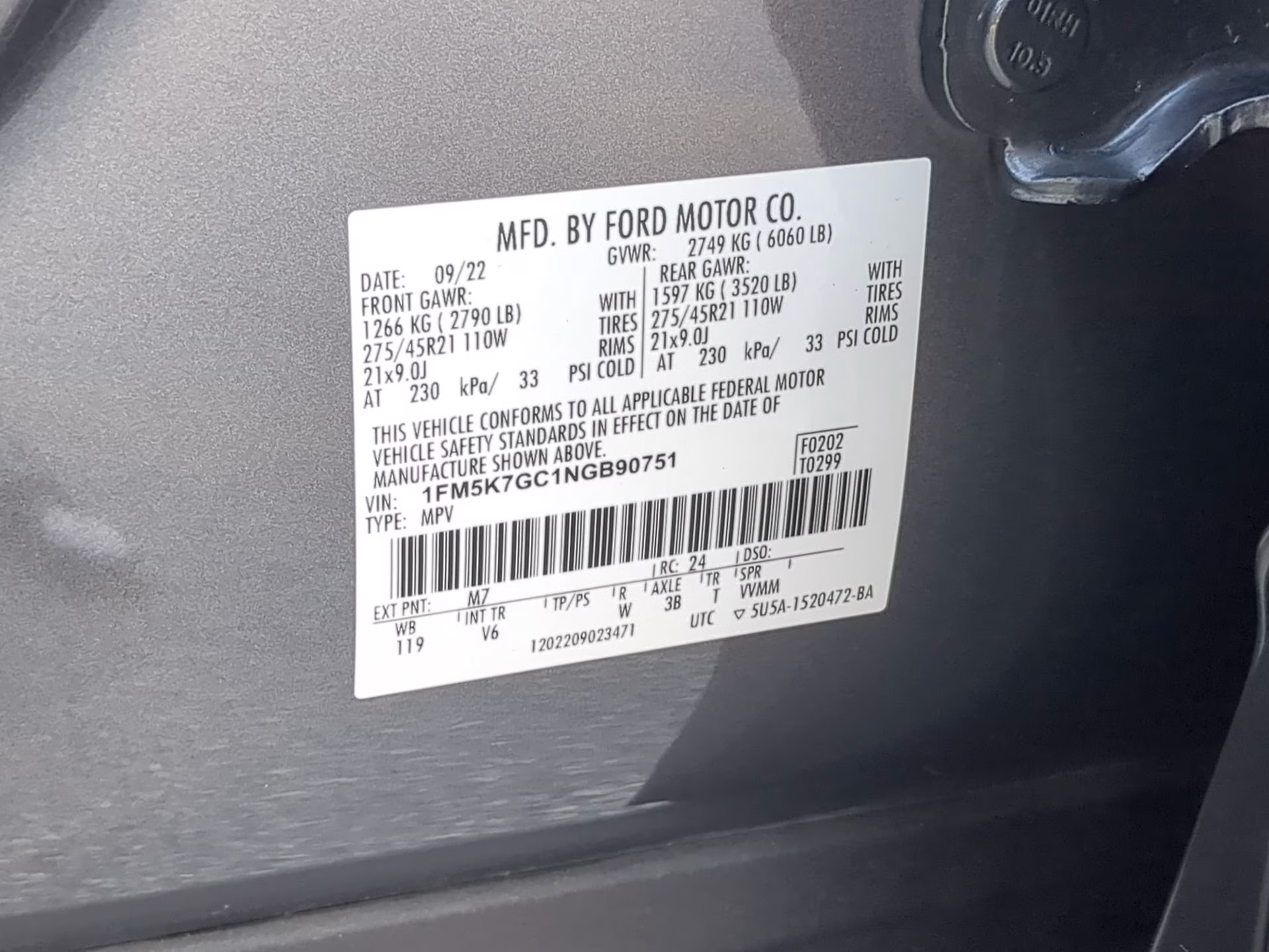 2022 Carbonized Gray Metallic Ford Explorer ST RWD SUV
