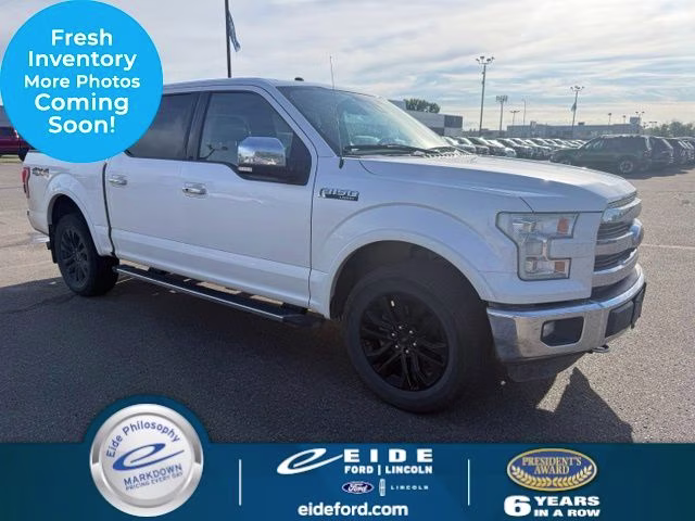 2016 White Platinum Metallic Tri-Coat Ford F-150 Lariat 4X4 Truck
