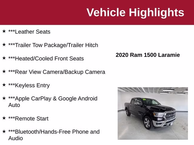 2020 Diamond Black Crystal Pearlcoat Ram 1500 Laramie 4X4 Truck