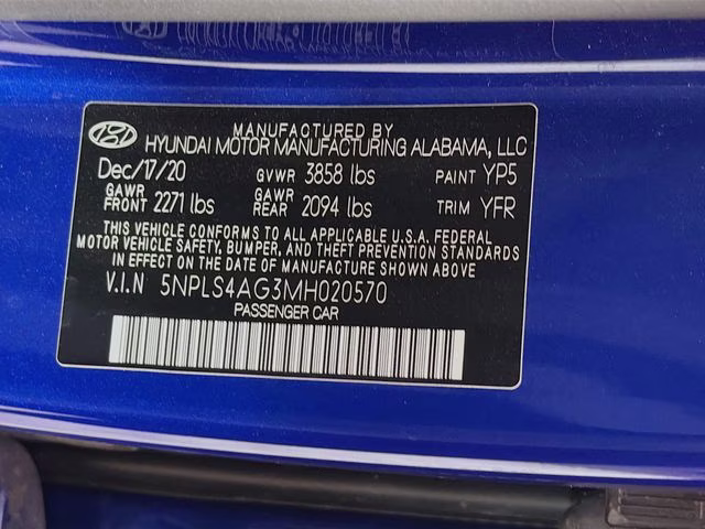 2021 Intense Blue Hyundai Elantra SEL FWD Sedan