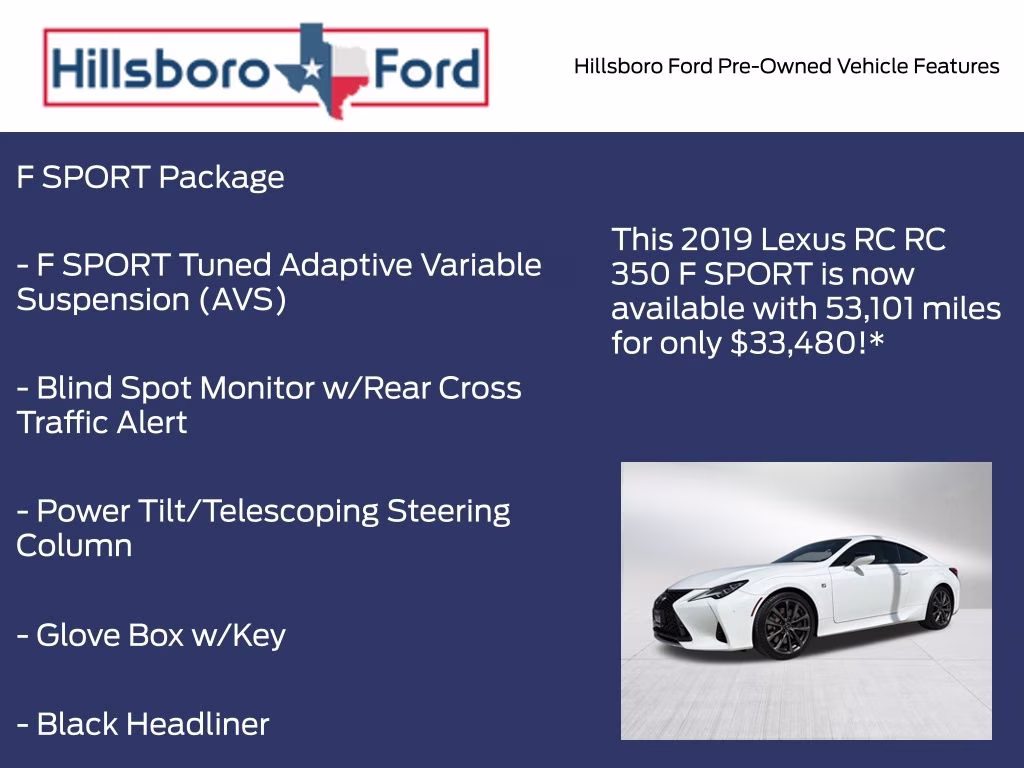 2019 Ultra White Lexus RC 350 F Sport RWD Coupe