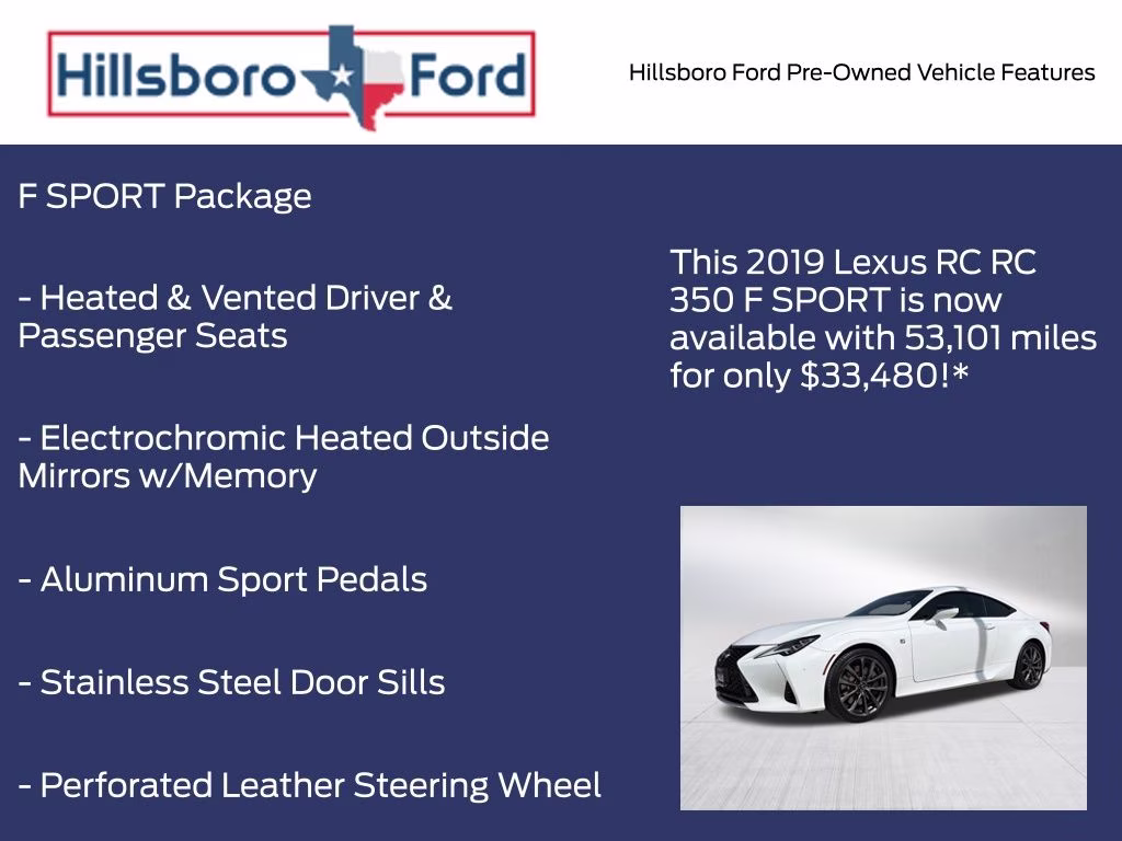 2019 Ultra White Lexus RC 350 F Sport RWD Coupe