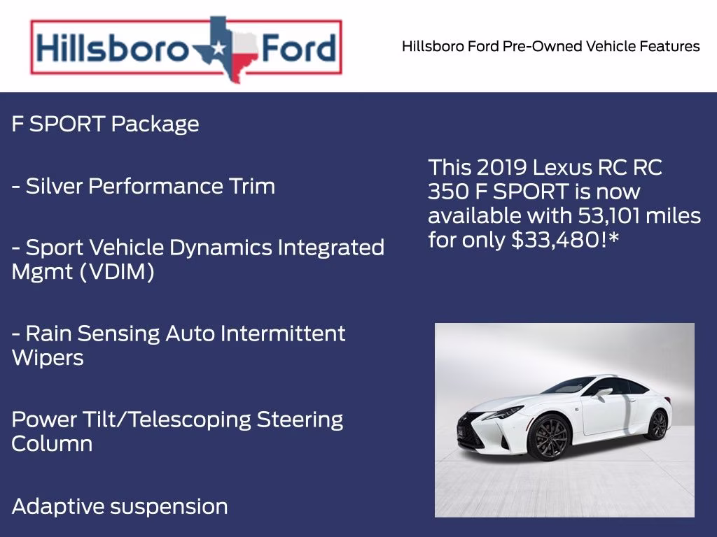 2019 Ultra White Lexus RC 350 F Sport RWD Coupe