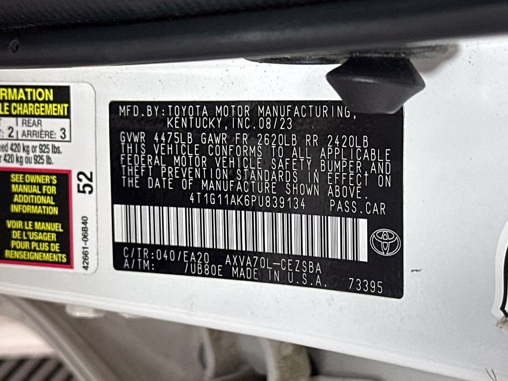 2023 White Toyota Camry FWD Sedan