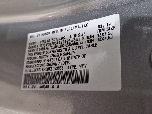 2019 Lunar Silver Metallic Honda Odyssey EX FWD Van