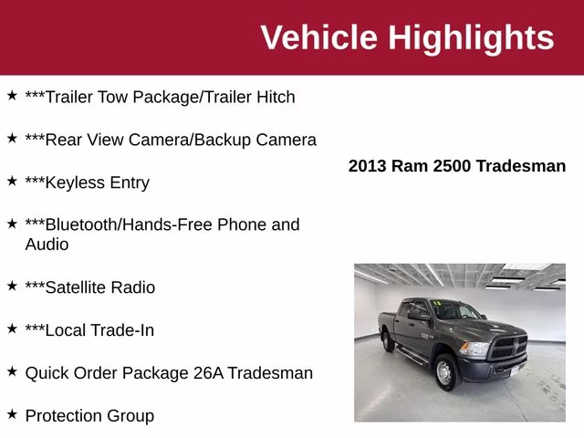2013 Mineral Gray Metallic Clearcoat Ram 2500 Tradesman 4X4 Truck
