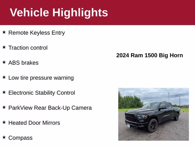2024 Diamond Black Ram 1500 Big Horn Night Edition 4X4 Truck