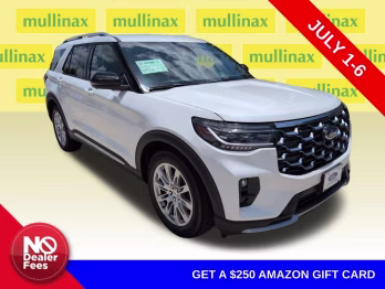 2026 Star White Metallic Tri-Coat Ford Explorer Platinum RWD SUV