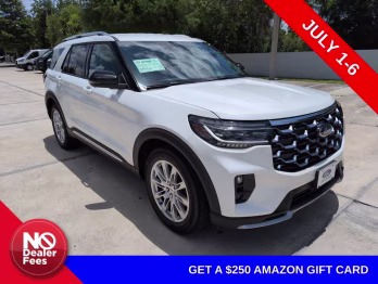 2026 Star White Metallic Tri-Coat Ford Explorer Platinum RWD SUV
