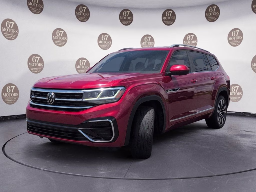 2021 Red Volkswagen Atlas 3.6L V6 SEL R-Line FWD SUV