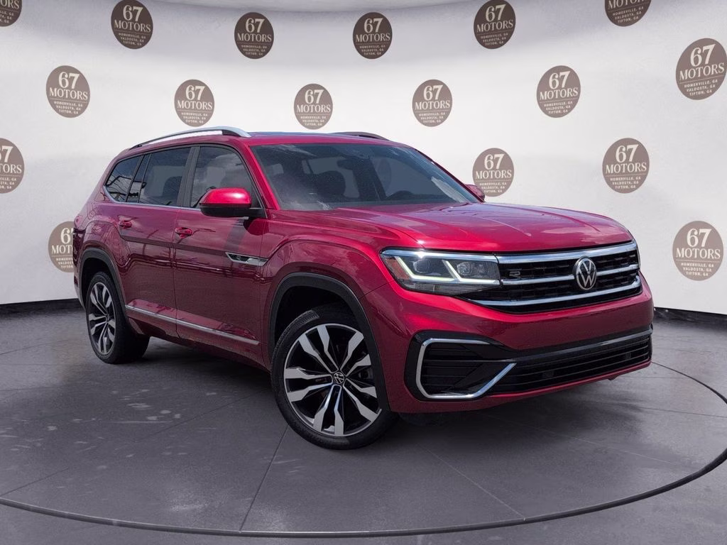 2021 Red Volkswagen Atlas 3.6L V6 SEL R-Line FWD SUV